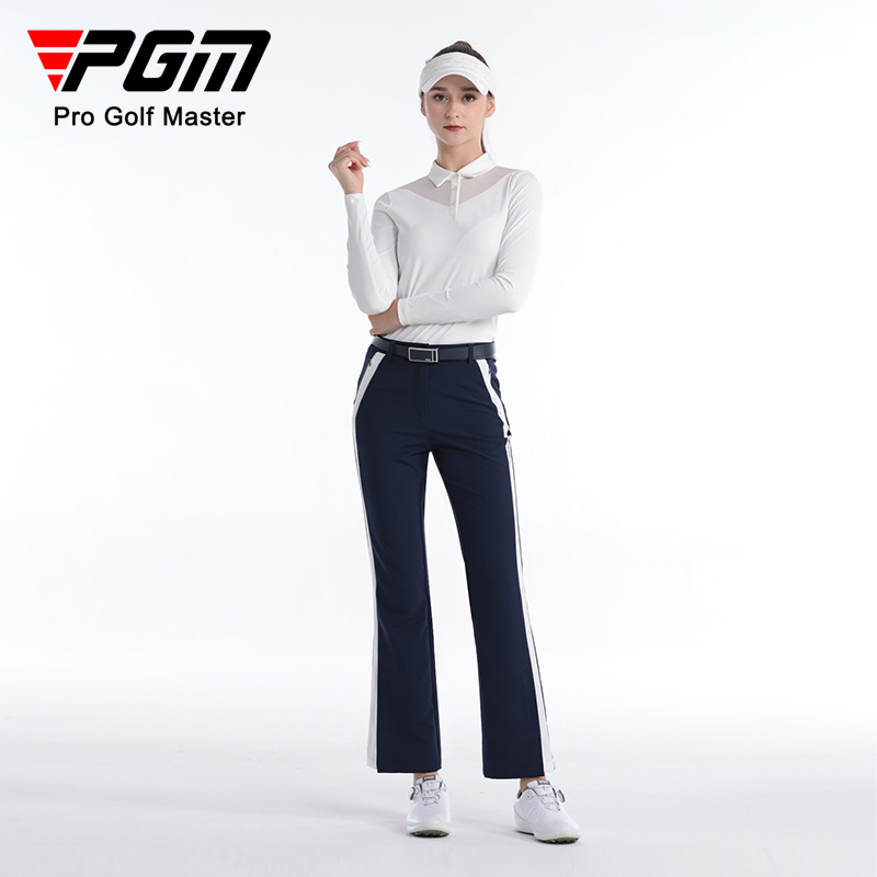 Áo thun dài tay golf nữ PGM cổ V vải thể thao thoáng khí — YF610-màu trắng, KUZ162-màu đen, KUZ162-màu xanh hải quân, KUZ162-màu trắng