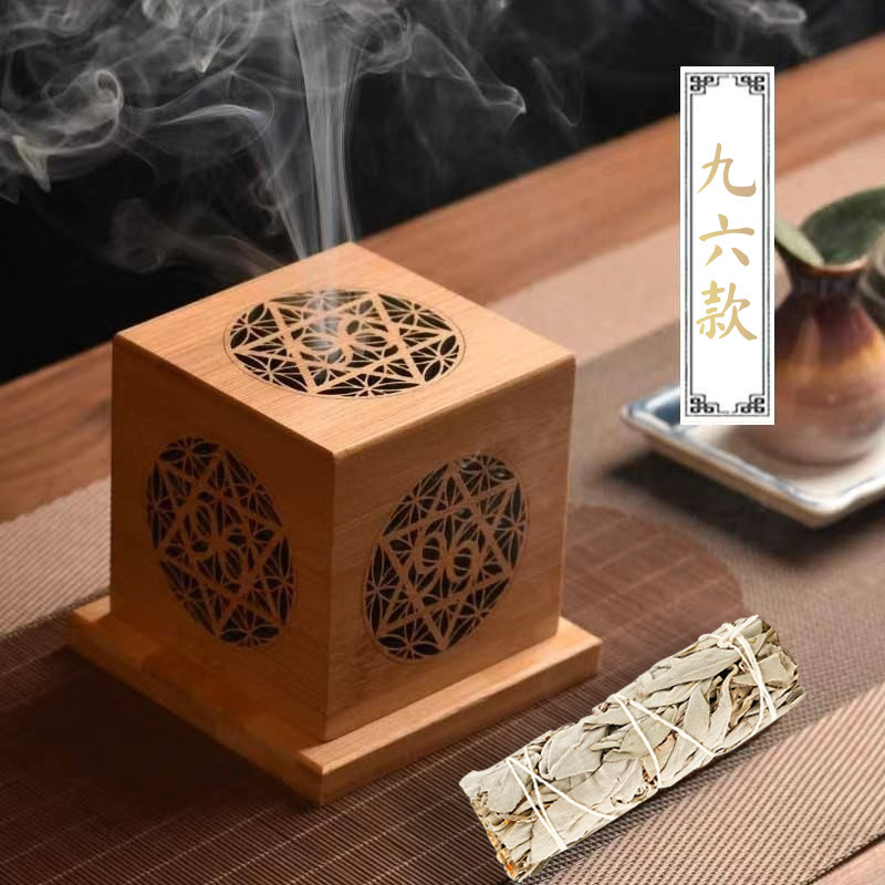 madera salvia blanca incienso horno de cristal purificador incienso horno de disco de madera de bambú caja de sándalo decoración desmagnetizador image 14