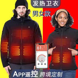 跨境亚马逊 发热夹克 电热夹克 自动发热防风保暖服温控加热外套