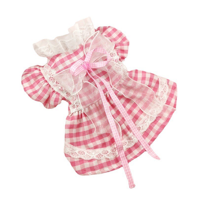 23 nueva marioneta Lolita ropa de encaje Plaid perro gato vestido ropa para mascotas oso de peluche falda