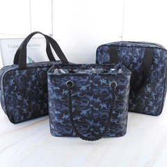 Camouflage bath bag for women, large-capacity draining wash bag, men's bath basket, fitness portable folding storage bath bag