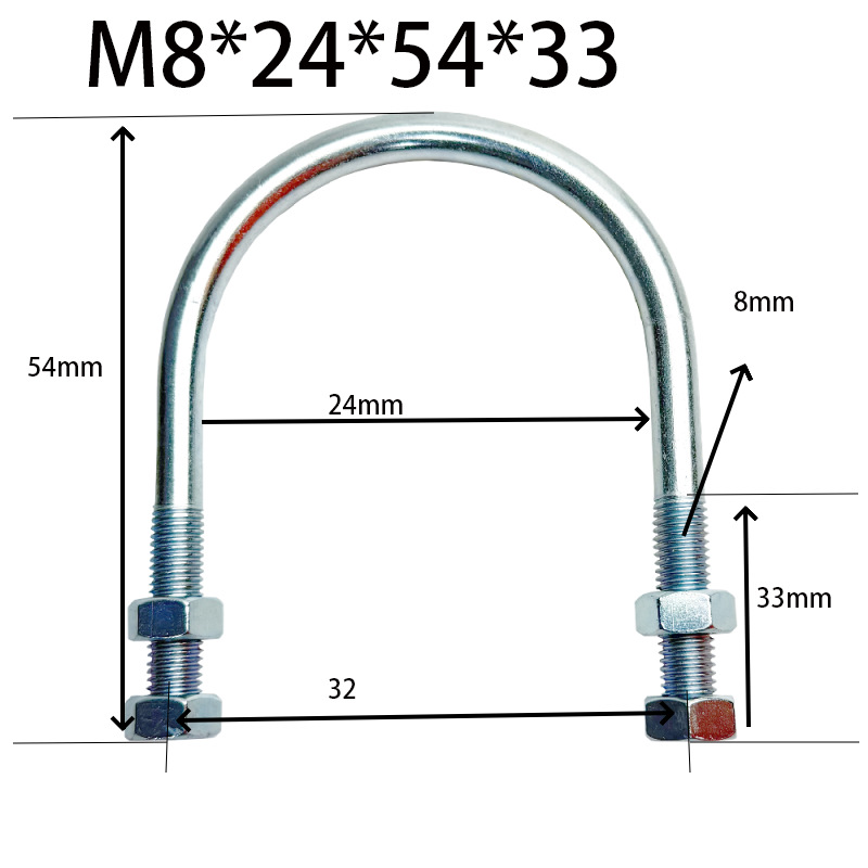 CB / T 3780 / 1997 - Pa / Pb galvanizado en forma de U tuerca gruesa perno alargado abrazadera de tubería