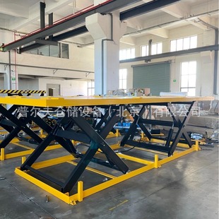 Non-standard large platform fixed double scissors electric hydraulic lifting platform synchronous roller roller loading and unloading tilt