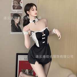 朝慕情趣内衣性感可爱猫咪诱惑镂空纯欲女仆制服连衣裙免脱套装