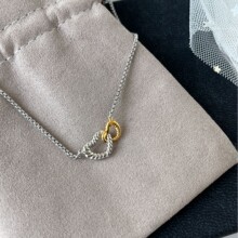 DY   时尚流行双心扣分色项链
