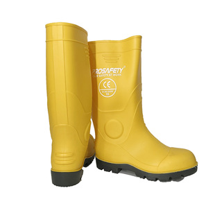 Yellow Steel-Toed Water Shoes, Anti-Smash and Anti-Labor Protection Water Shoes, Pvc High-Top Outdoor Industrial and Mining Labor Protection Shoes, Foreign Trade Cross-Border Export