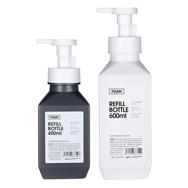 HDPE botella de espuma cuadrada desinfectante de manos botella de gel de ducha botella cosmética botella de espuma de limpieza