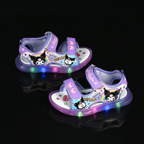 Children's Light-Up Soft-Cushion Princess Cute Beach Shoes Baby First Walking Shoes Girls' Glowing Sandals Japanese Style