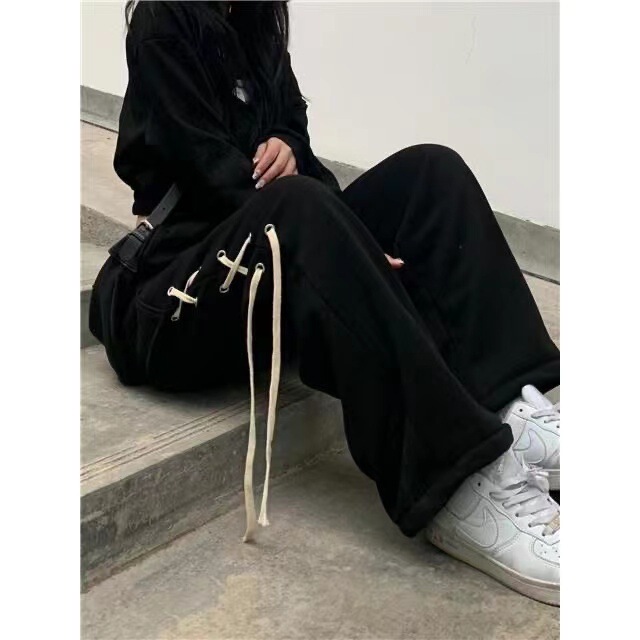 ジャズダンスジャズデザイン感ズボン高腰広脚ズボン女性夏の小柄なストラップ欧米hiphop衛ズボン|undefined