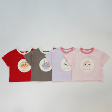 夏季纯棉儿童短袖T恤韩版男女童圆领单上衣中小童薄款半袖打底衫