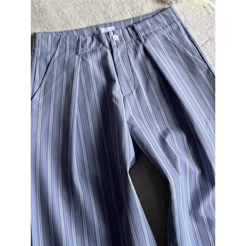 Hong Kong style boyfriend autumn and winter men's casual trousers, versatile simple drapey wide-leg pants, trendy loose casual straight-leg long pants