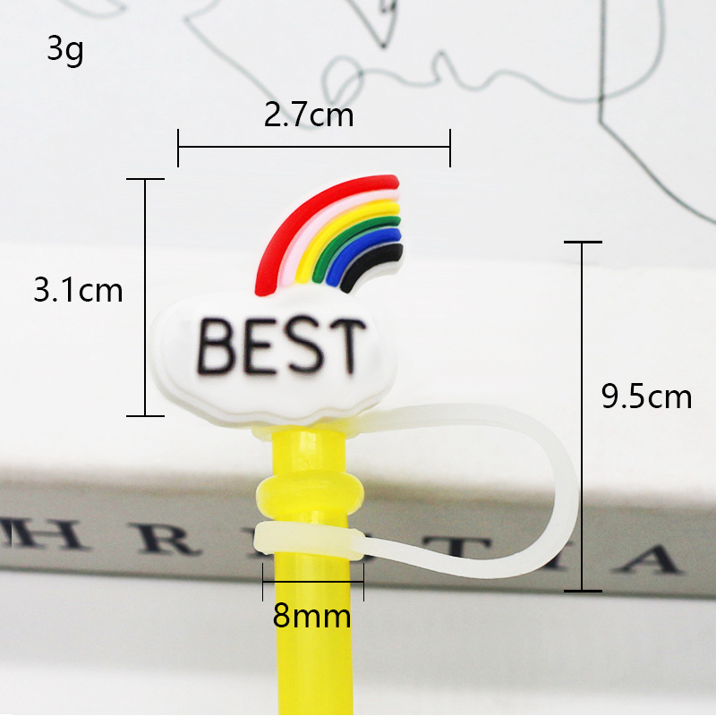 Tapa de paja Spot 7-8mm silicona linda mini muñeca parche tapón a prueba de polvo decoración de pajitas tapón a prueba de polvo