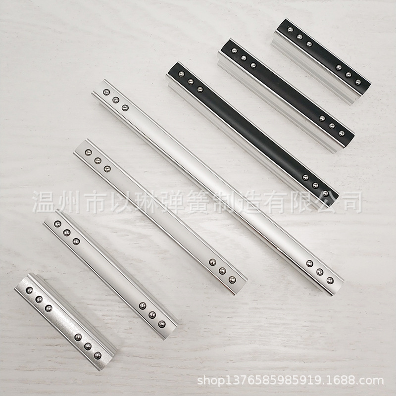 现代简约银黑色一字形条形铝合金拉手衣橱柜铝型材哑光加塑料把手