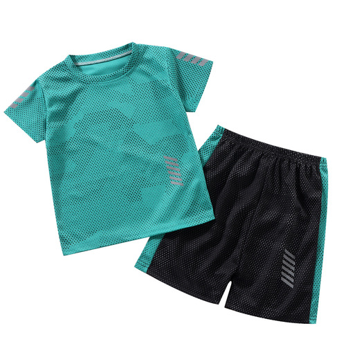 Children's short-sleeved suit running sportswear quick-drying summer wear for boys and girls thin pullover shorts children's two-piece set