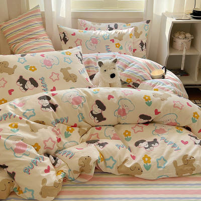 Cotton printing four-piece cartoon children's series cotton four-piece set cute cartoon pattern quilt cover bedding set