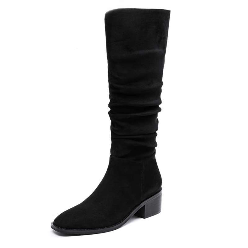 ヨーロッパとアメリカンスタイルのブーツ女性のロングブーツ 2025 新しいパイルブーツレトロウエスタンカウボーイブーツハイチューブナイトブーツ