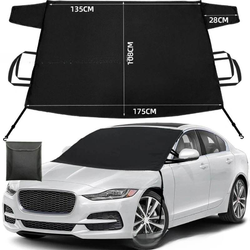 600D Oxford cloth car snow cover, windproof, with hook for fixing to the front windshield, sunshade, frost and freeze protection for the rear window