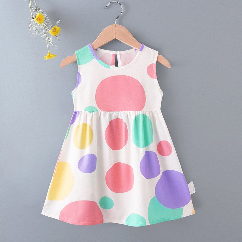 Vestidos de niña transfronterizos, vestidos de princesa florales de verano, ropa infantil de algodón y seda, faldas acampanadas con tacto de alta gama, transfronterizos.