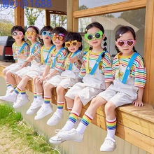 六一儿童啦啦队团体合唱舞蹈演出小黄鸭背带裤拉拉比赛表演服装