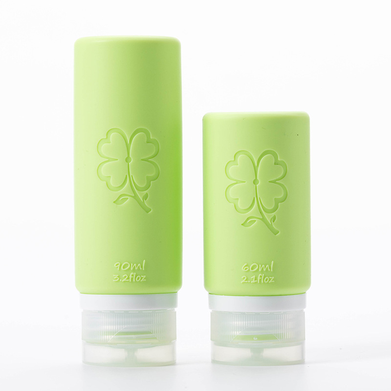 Viaje de silicona botella de 60ml 90ml gran capacidad conjunto de presión a prueba de fugas botella de almacenamiento de cosméticos nueva