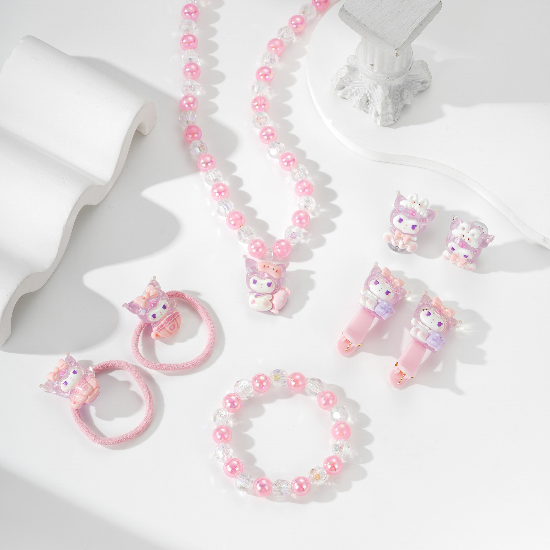 Conjunto de collares para niños transfronterizos, joyas de cuentas para chicas, lindos collares de dibujos animados, joyas para bebés para niñas, 6 piezas