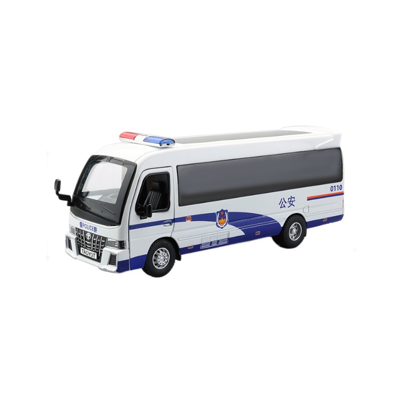 Zhongyuanxing modelo de coche 1:32 Coaster Alloy coche de policía con sonido y luz de retorno coche de juguete modelo de efecto de sonido