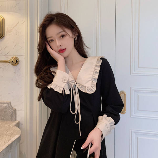 Dress women's clothing 2022 new autumn niche French super fairy Hepburn style small black dress waist slimming dress Dress women's clothing 2022 new autumn niche French super fairy Hepburn style small black dress waist slimming dress