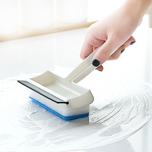 Multifunctional two-in-one double-sided mirror sponge brush window glass scraper wall tile cleaning brush wiper