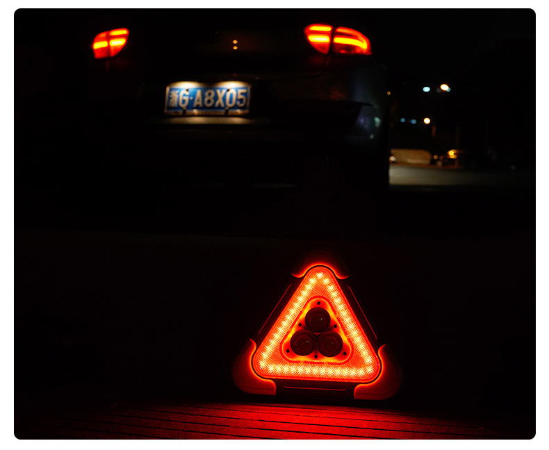 Car Triangle Warning Sign LED Flashing Solar Powered Emergency