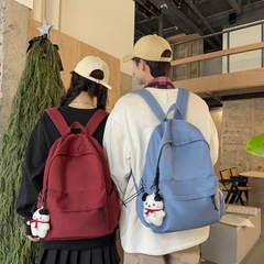 日本のかばん女子大学生韓国版ins大容量シンプル純色リュックサック中学校高校男子ランドセル