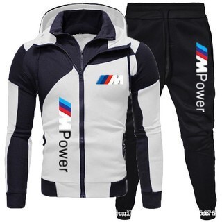 Cross-border new men's logo printing double zipper suit casual fashion hoodie two-piece double color men's clothing