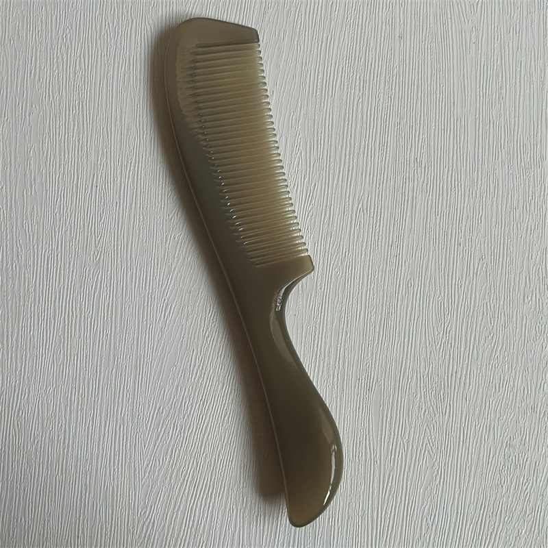 Natural Horn Comb 19cm Round Handle Hair Comb with Gua Sha Massage Edge for Daily Hair Care details