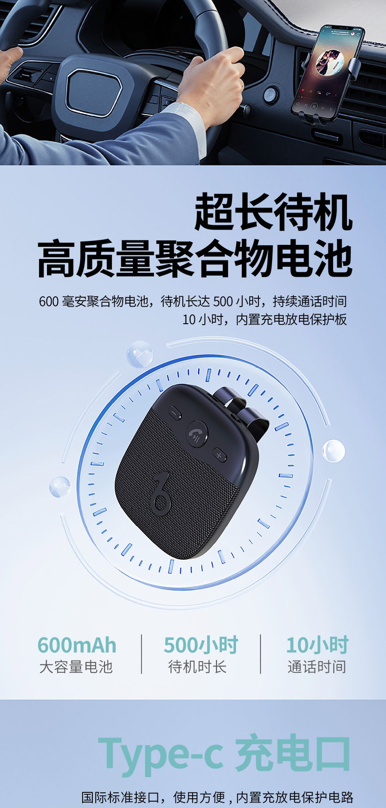 Ld19 Car Sun Visor Bluetooth 5.5 Phone Hands-Free Call Music Navigation Playback Bluetooth Audio Outdoor