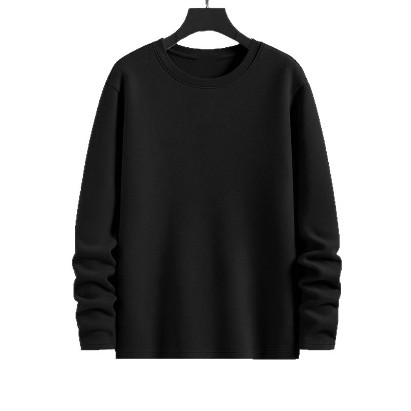 Otoño e invierno pesado más terciopelo de doble cara ropa interior térmica de terciopelo alemán cuello redondo para hombre color sólido con ropa de otoño de todo fósforo camisa de manga larga