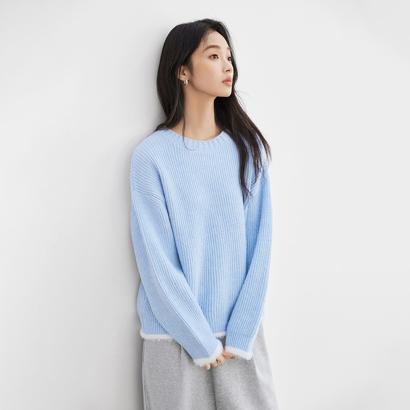 超好看仿貂毛撞色毛衣外套女2025秋季新款慵懒松弛感针织开衫|undefined