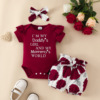 Children's bodysuit, set with letters, jacket, belt, cute trousers, Amazon, with short sleeve, flowered