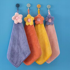 Kitchen wipe hanging cute towel absorbent cloth household bathroom thick hand towel terry coral velvet