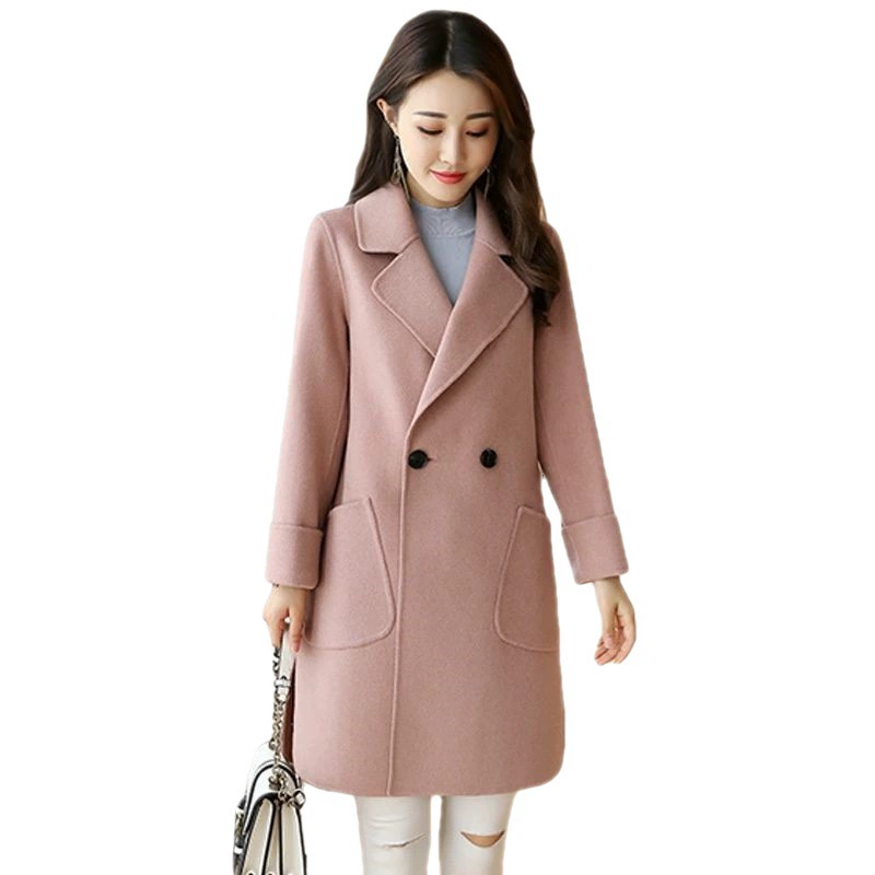 Demi-season woolen coat, long fashionable trend jacket, Korean style, mid-length, fitted