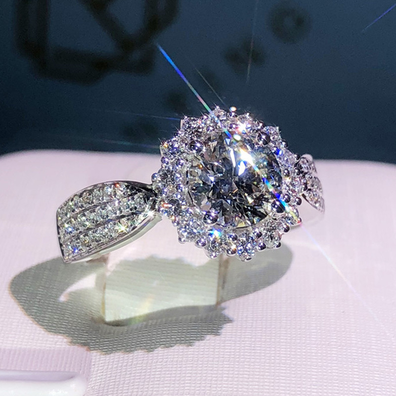 10g Weight Artificial Gemstones Inlay Material Wedding Occasion Copper Material Flower Pattern Women'S Gender Diamond Design Simple Style Style White Color Wholesale Jewelry Simple Style Flower Copper Artificial Gemstones Diamond 1
