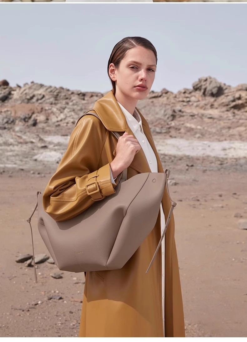 Bolso de cubo de cuero de vaca cyme bolso tote bolso de cercanías de gran capacidad