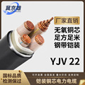 YJV22铠装铜芯电力电缆4*25 35 70 150 300平方 地埋阻燃线缆国标