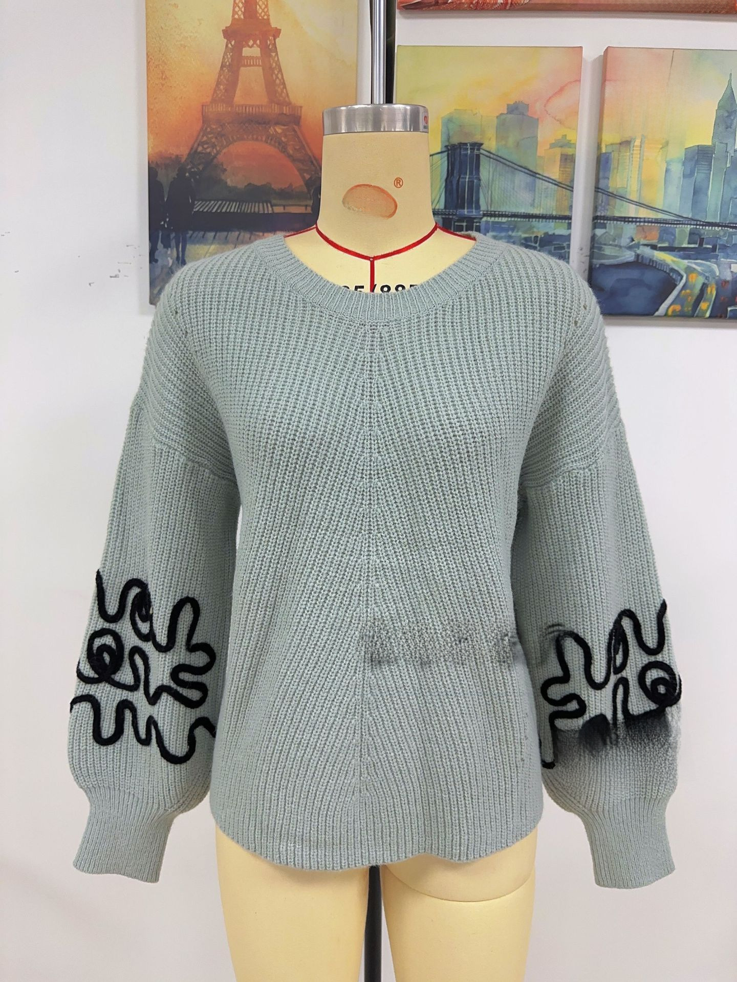 Women's Sweater Solid Colour Pullover Casual Knitted Jumper_voghion.com