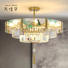 吊灯新中式轻奢水晶大灯客厅灯中国风复古大气餐厅珐琅彩灯具