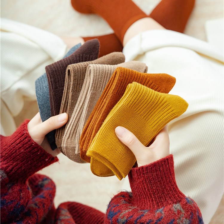 Wool socks Autumn and winter thickening In cylinder lady Socks wholesale the republic of korea Double needle Socks Haining Manufactor