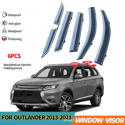 Rain shield Outlander Rain Shield - injection-molded-thickened-black-translucent-outlander-sport-2013-2021-pc-with-silver-bright-strip-6pcs