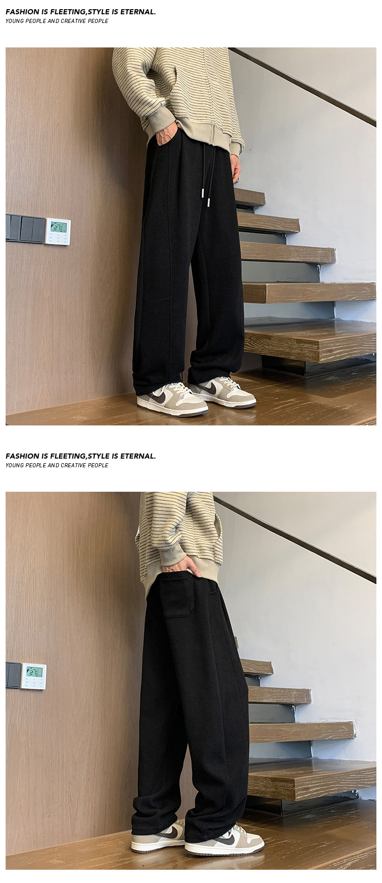 Herren Schwergewichtige Diagonal Schnitt Sweatpants Freizeithose_voghion.com