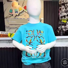 跨境夏季爆款纯棉印花中小儿童短袖时尚休闲男女同款潮流透气t恤