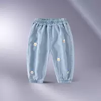 Брюки для девочек Tencel, летняя детская одежда, весенне-осенняя тонкая маленькая детская весенне-летняя детская летняя детская джинсовая одежда с защитой от комаров