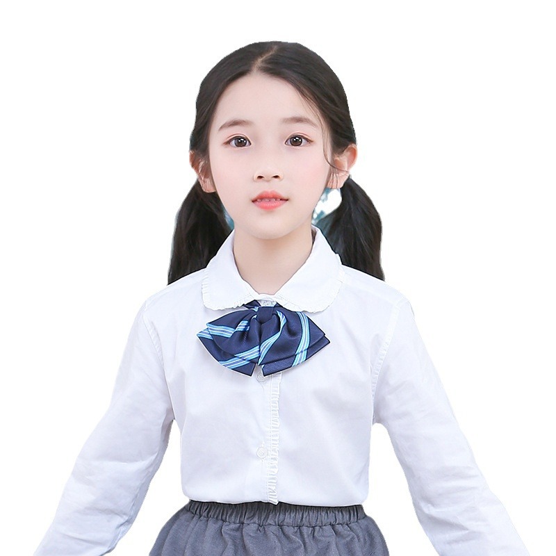 Niños y niñas camisa blanca mediana y grande camisa de manga larga de los niños y niñas camisa de fondo de manga larga primaria y secundaria uniforme rendimiento Ropa de primavera y otoño