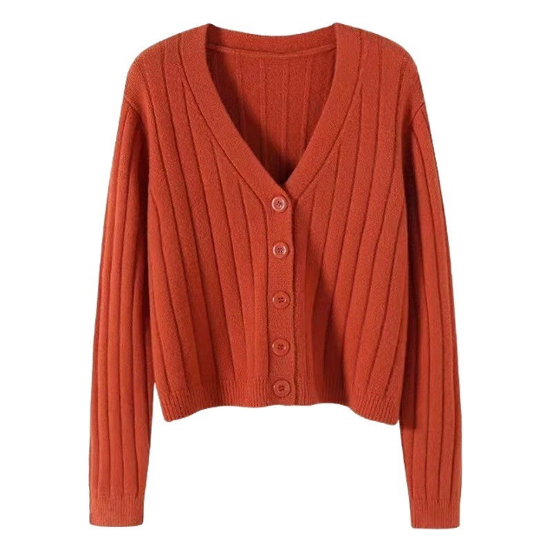 Весенне-осенний вязаный кардиган с v-образным вырезом, женская куртка с длинными рукавами, короткий тонкий топ большого размера, свитер, маленькая шаль, верхняя одежда